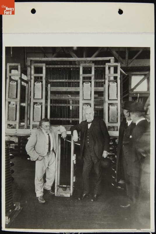 Charles Steinmetz and Thomas Edison with Steinmetz's Lightning Generator, October 1922