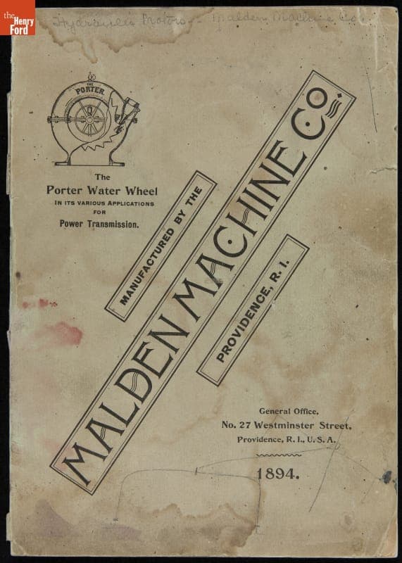 Malden Machine Company Catalog, "The Porter Water Wheel," 1894