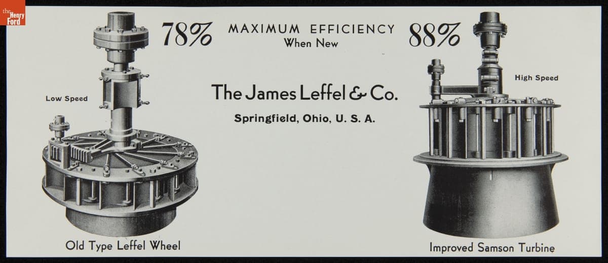Advertising Card for Leffel Wheels and Turbines, James Leffel & Company, circa 1894