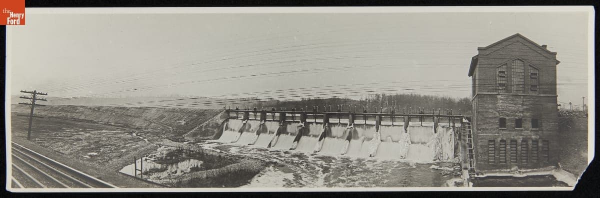Panoramic View of Barton Dam and Powerhouse, Ann Arbor, Michigan, 1913