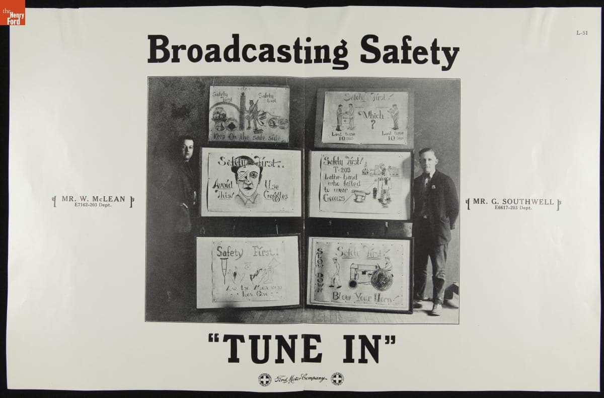 Ford Motor Company Worker Safety Posters, "Tune In, Universal Safety," 1924