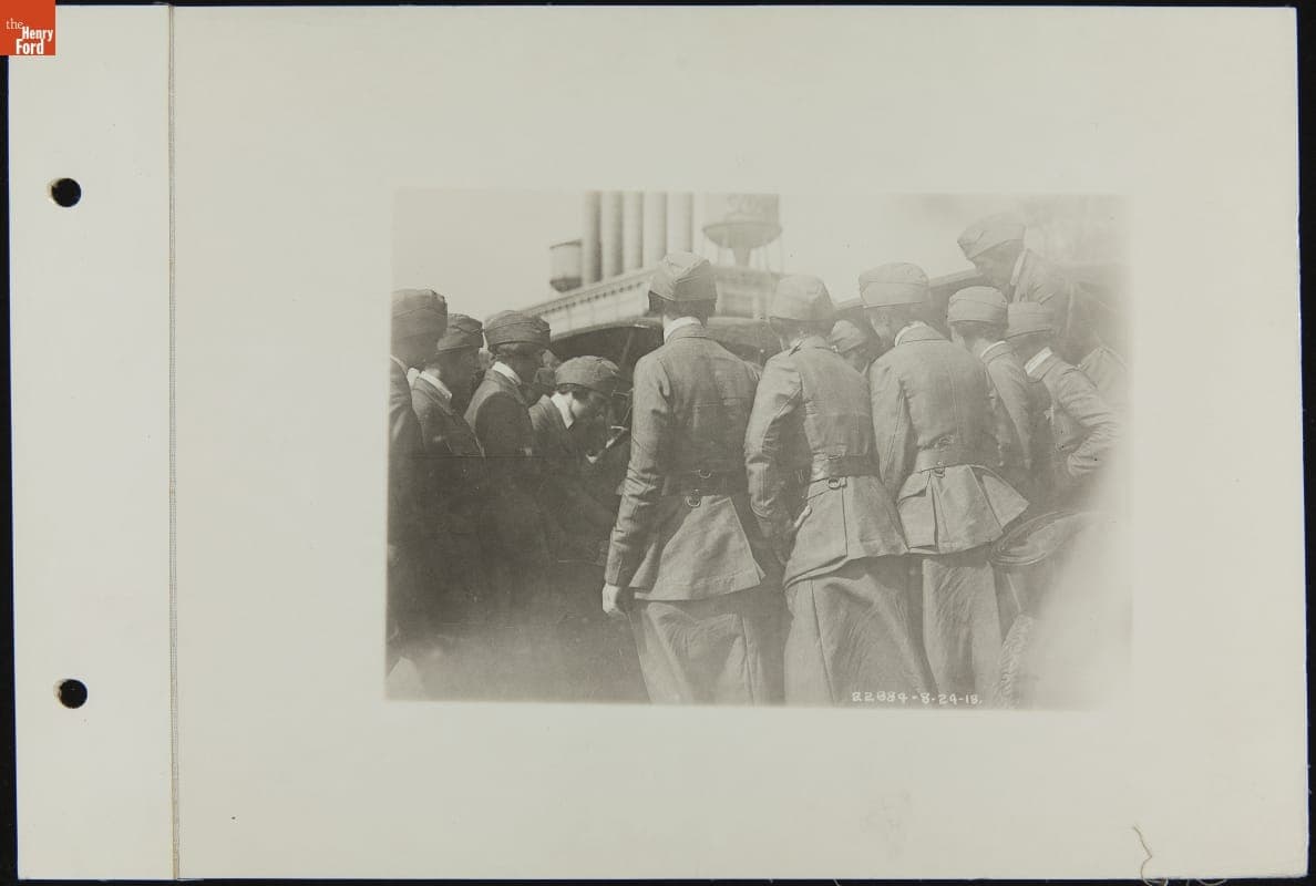 Red Cross Workers Training using a Ford Military Ambulance at the Highland Park Plant, August 1918