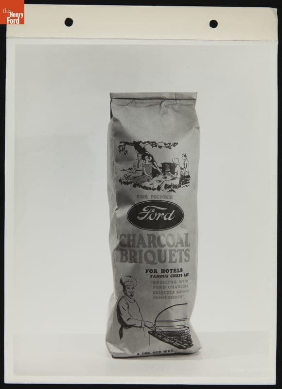 Ford Charcoal Briquets in Package with Chef and Picnic Images, 1935