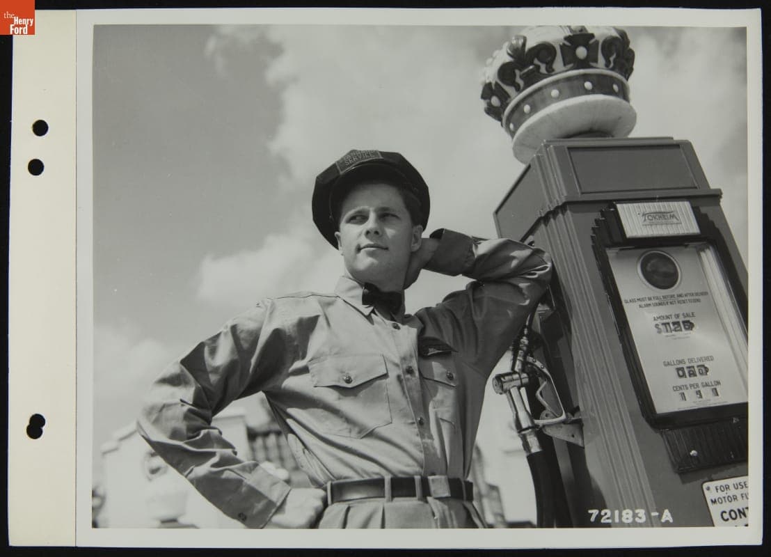 Gas Station Attendant at Pump, 1939
