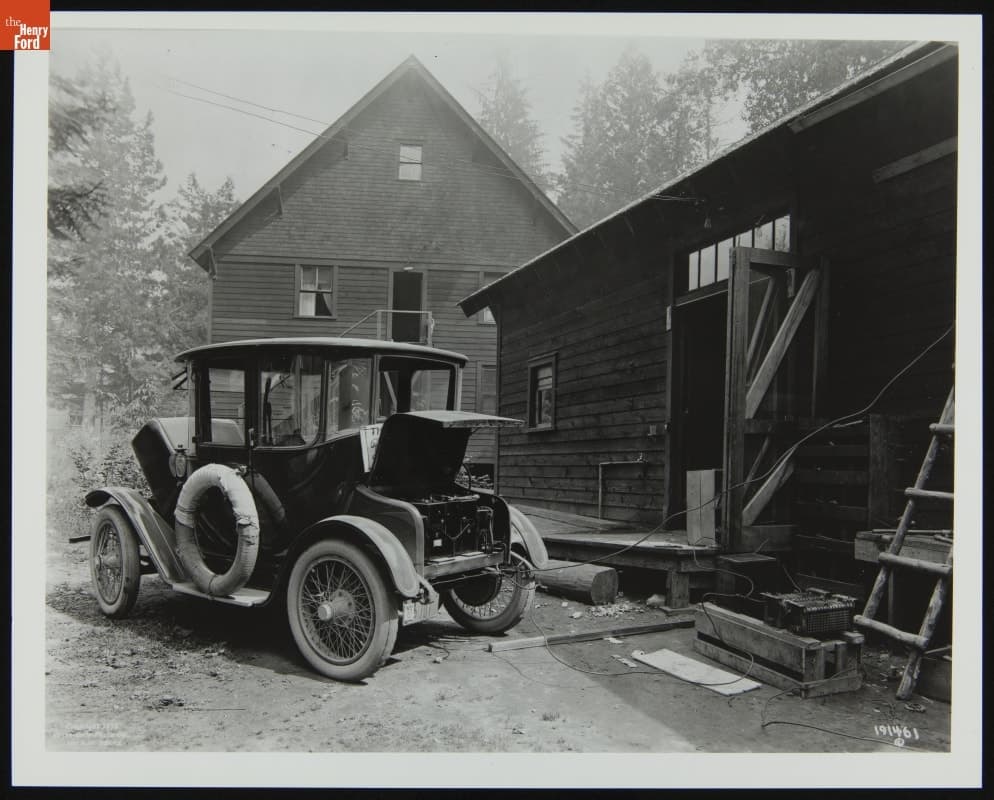 Charging the Battery of a Detroit Electric Automobile, circa 1919