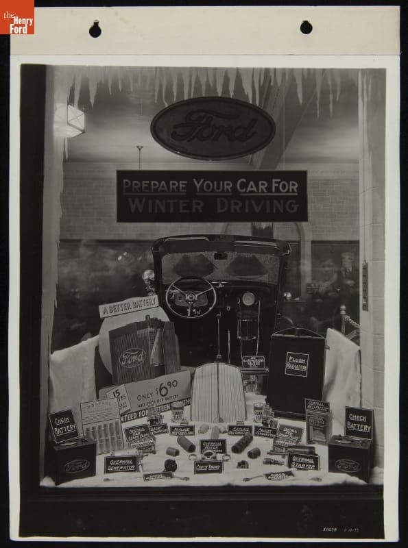 "Winter Driving" Window Display at Stark Hickey Ford Dealership, Detroit, Michigan, November 1933