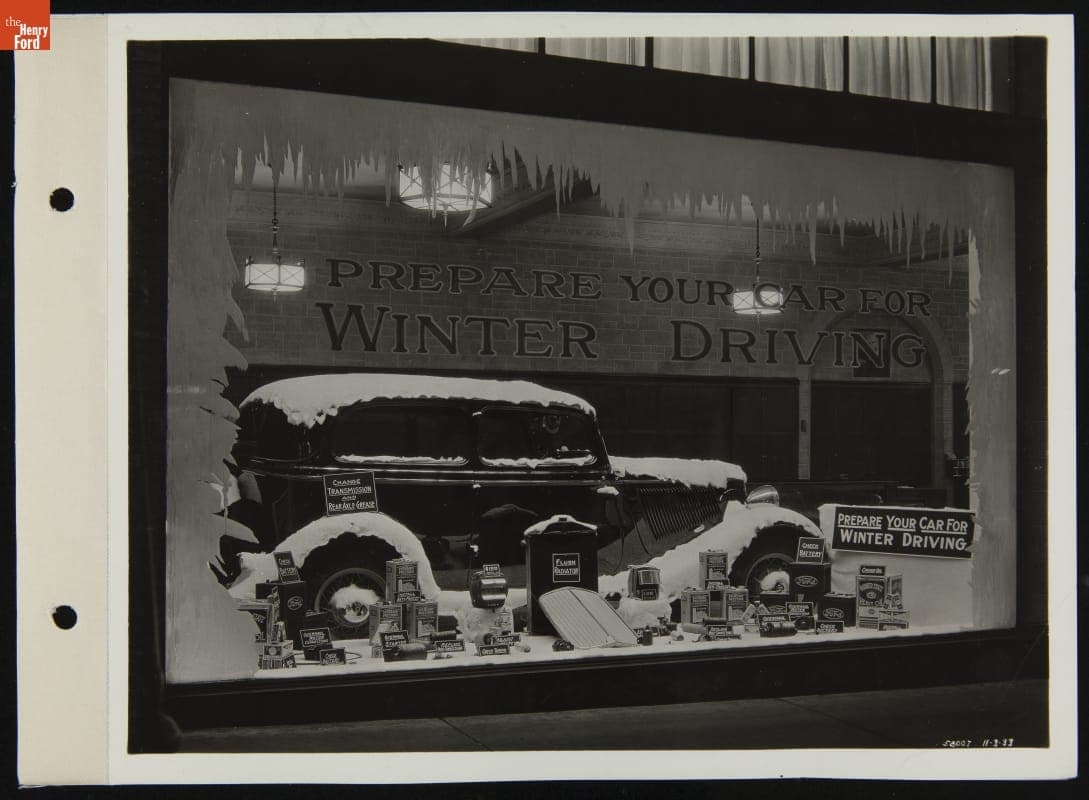 "Winter Driving" Window Display at Stark Hickey Ford Dealership, Detroit, Michigan, November 1933