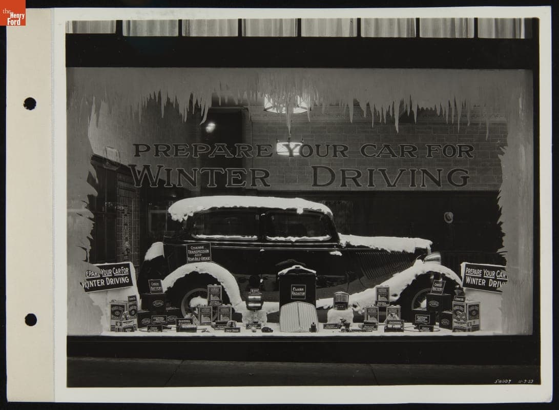 "Winter Driving" Window Display at Stark Hickey Ford Dealership, Detroit, Michigan, November 1933