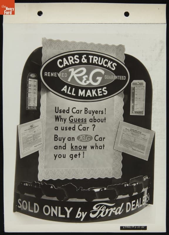 Ford Dealership Poster for "Renewed and Guaranteed" Cars and Trucks, June 1935