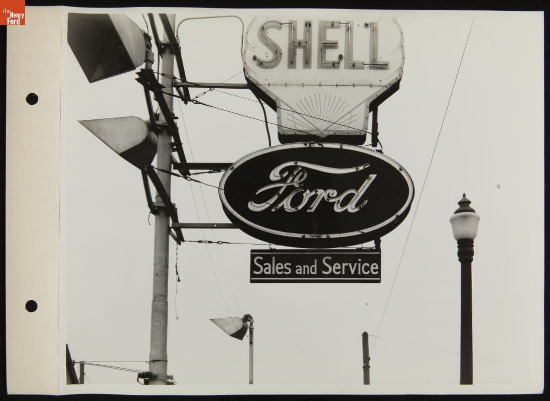 Ford Super Service Station, Sales and Service Sign, April 1936