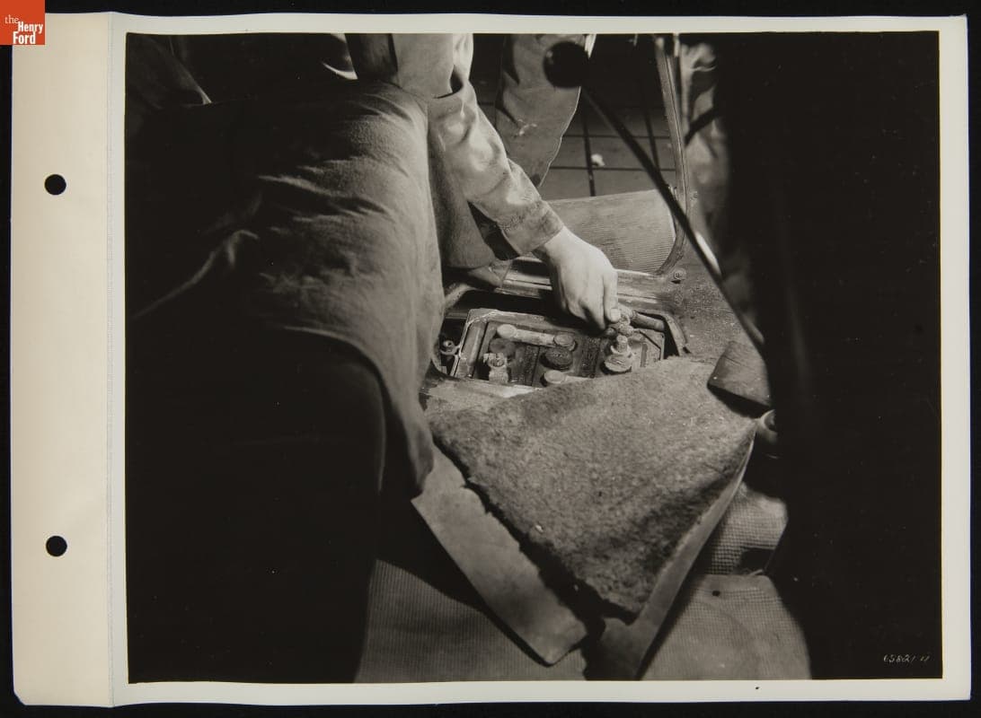 Mechanic Testing Battery at Ford Super Service Station, April 1936