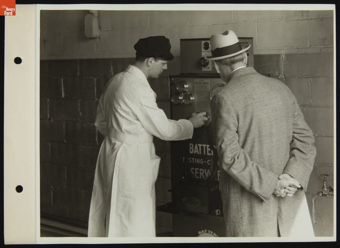 Service Attendant and Customer at KRW Battery Tester and Charger,1936