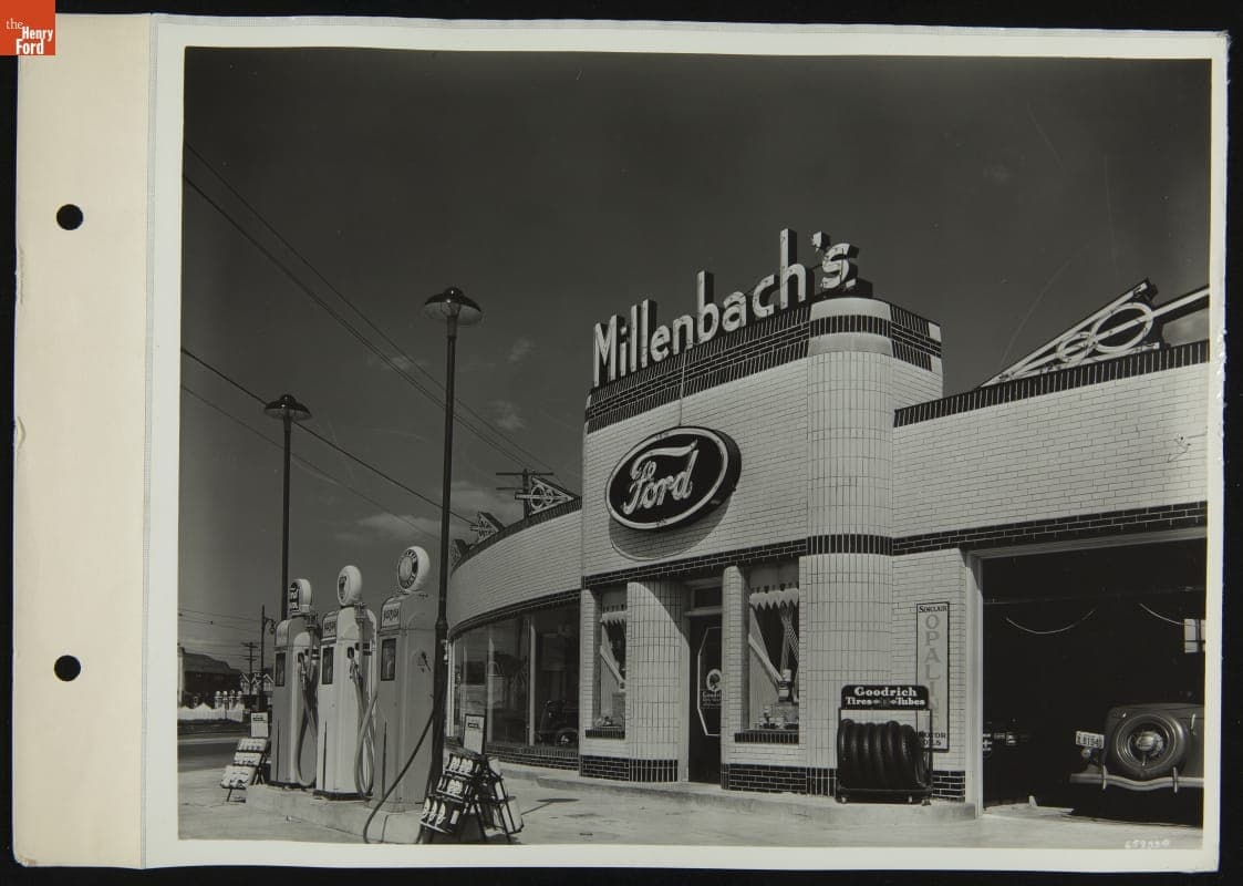 Millenbach's Super Service Station, Gratiot and Russell, Detroit, Michigan, 1936