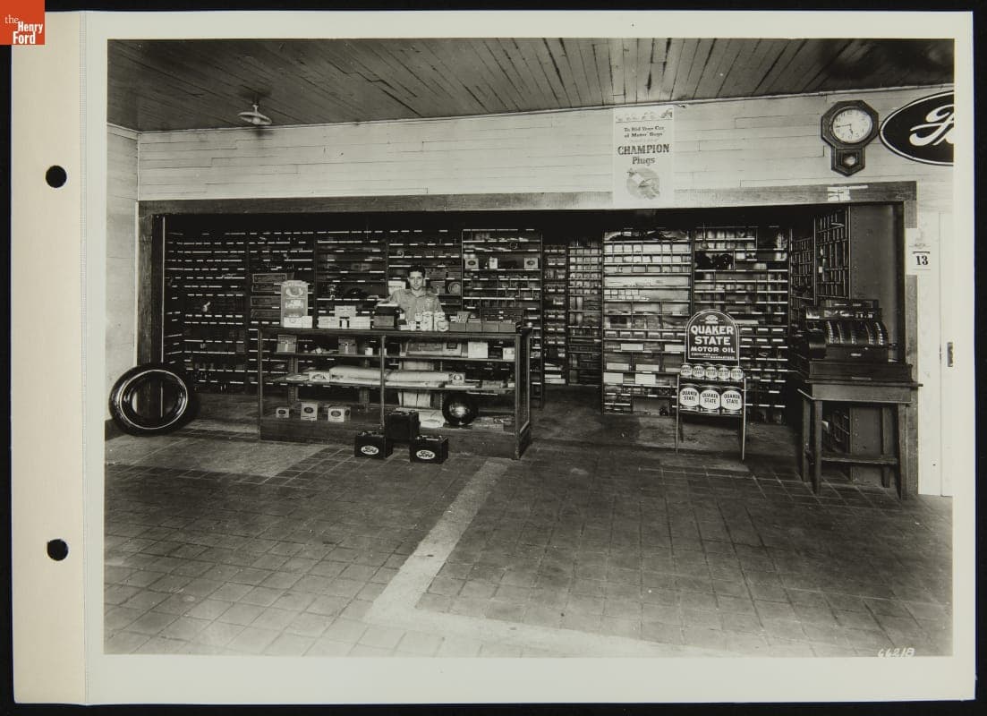 Parts Department, Wood Telford Ford Dealership, DeKalb, Texas, 1936