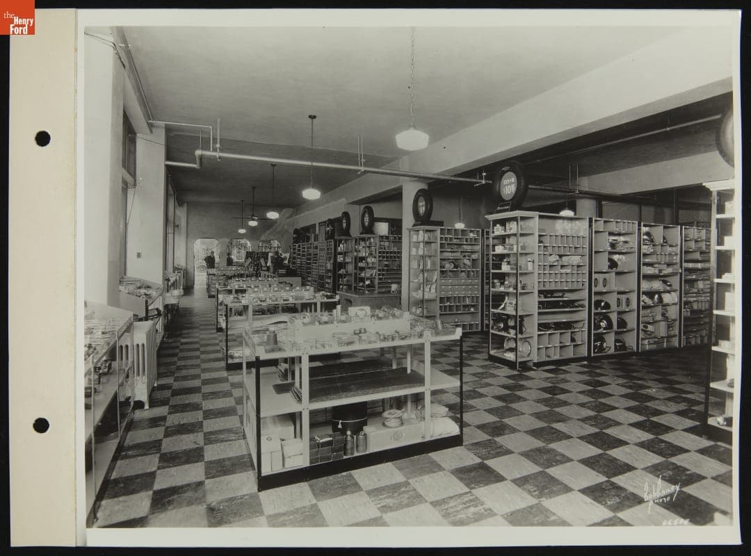 Raymond Pearson Ford Dealership Parts Display, Houston, Texas, July 1936