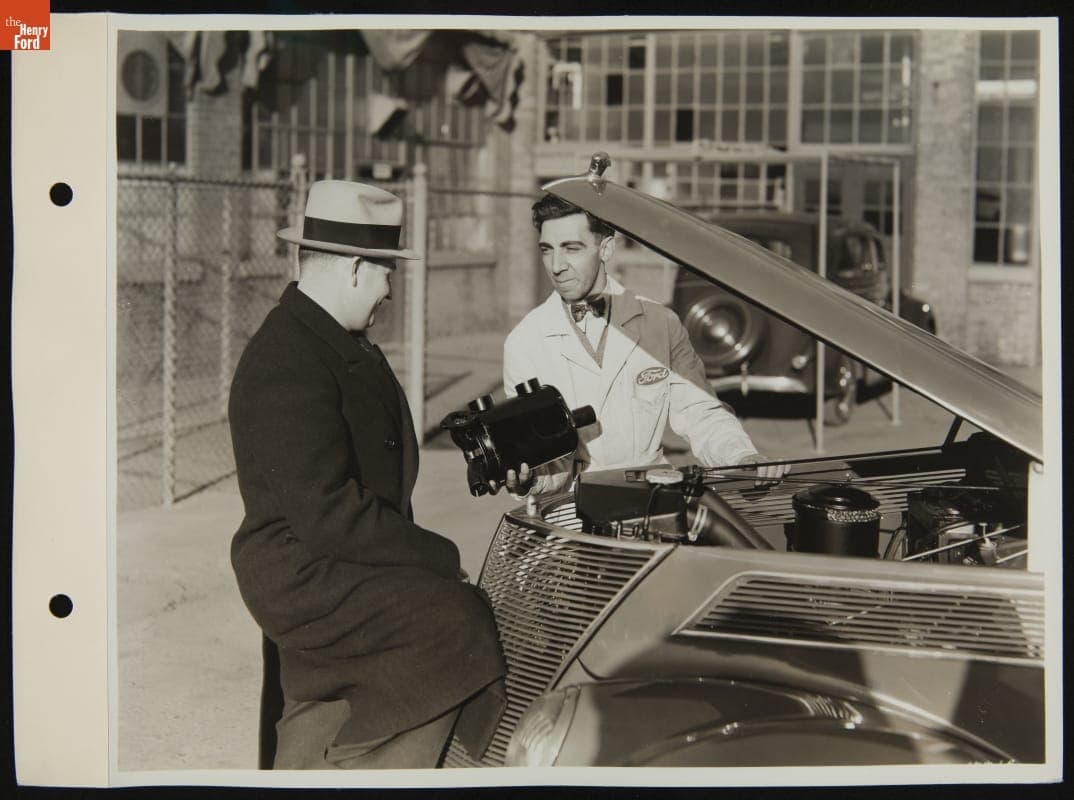 Service Attendant Selling Ford V-8 Heater to Customer, November 1936