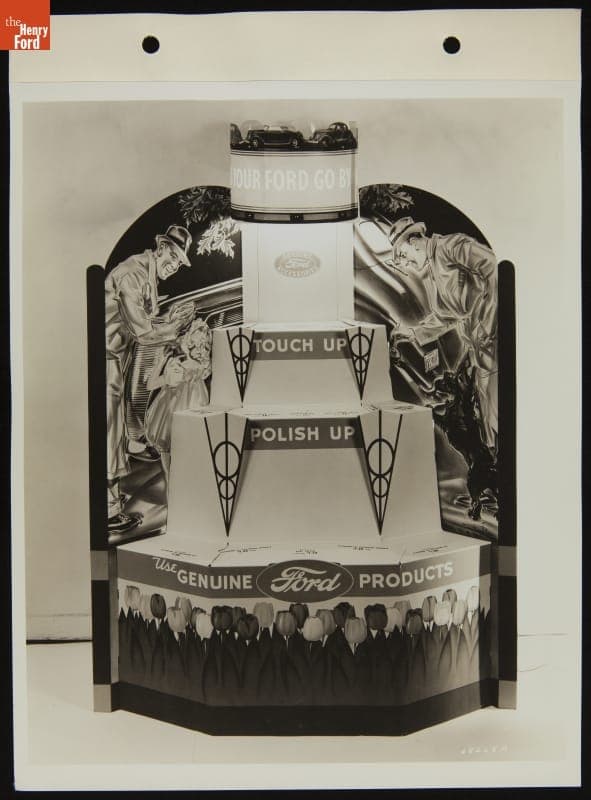 Ford Dealers Window Display, Touch Up Polish Up Ford Products, May 1937