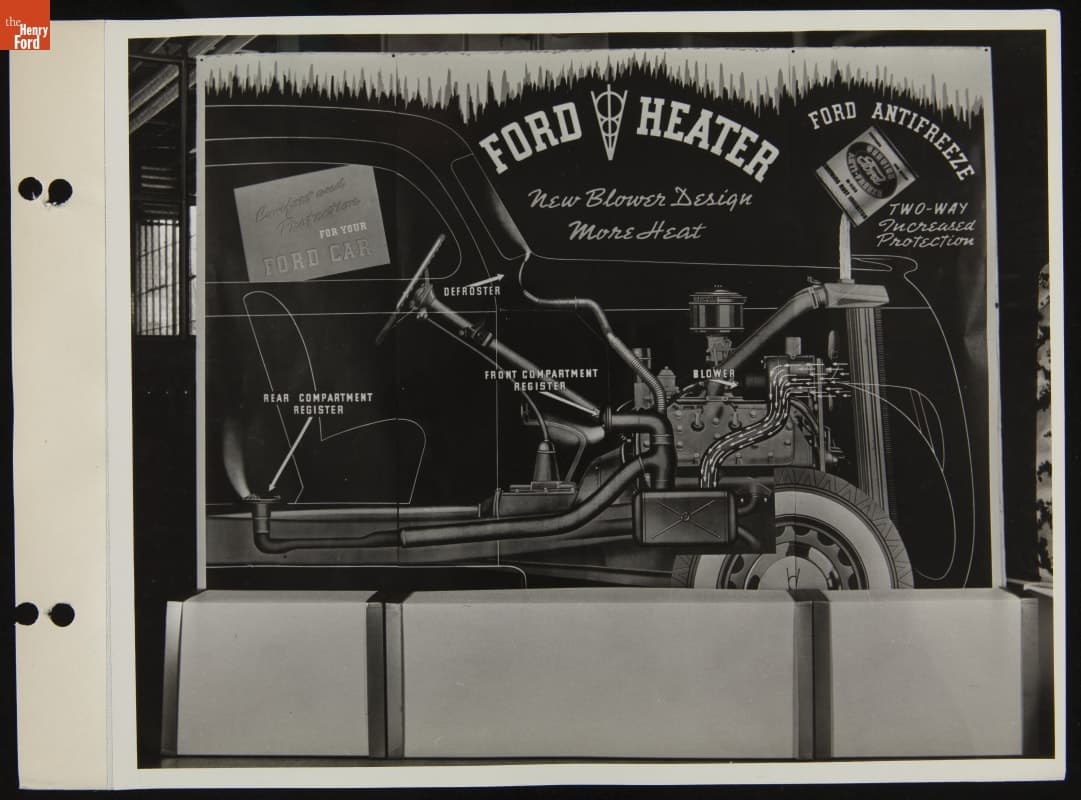 Ford Dealership Window Display, "Ford V-8 Heater," November 17, 1937