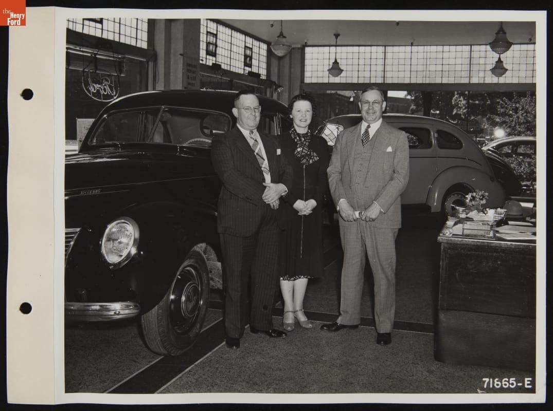 Showroom at Holmes Ford-Lincoln Dealership, Battle Creek, Michigan, May 1939