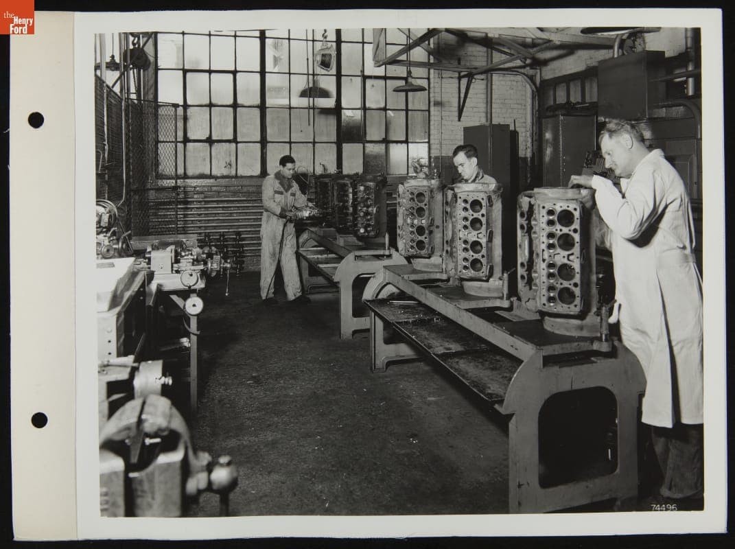 Reconditioning Engines at Hall-Dodds, Detroit, Michigan, October 1940