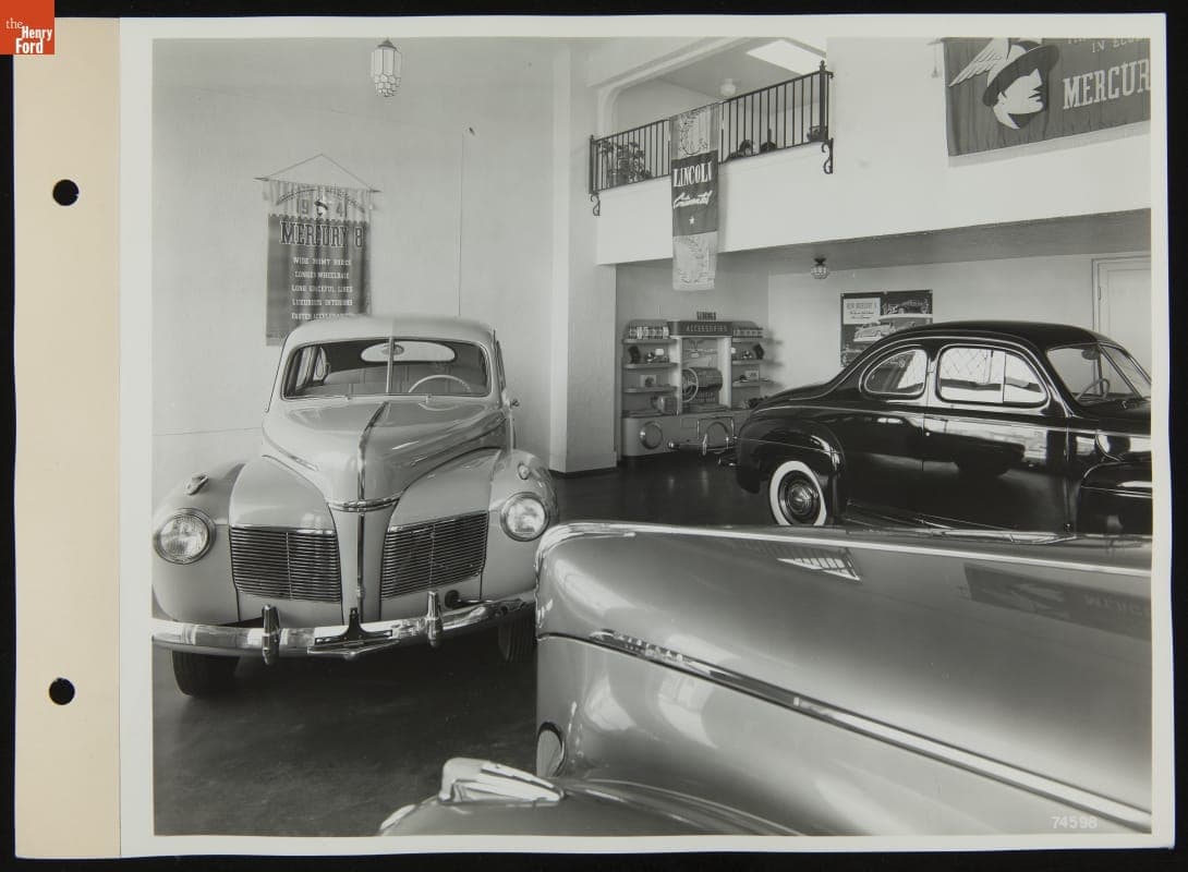 Showroom, Jackman-Muehl Inc. Lincoln Mercury Dealership, 21121 Grand River Avenue, Detroit, Michigan, November 1940