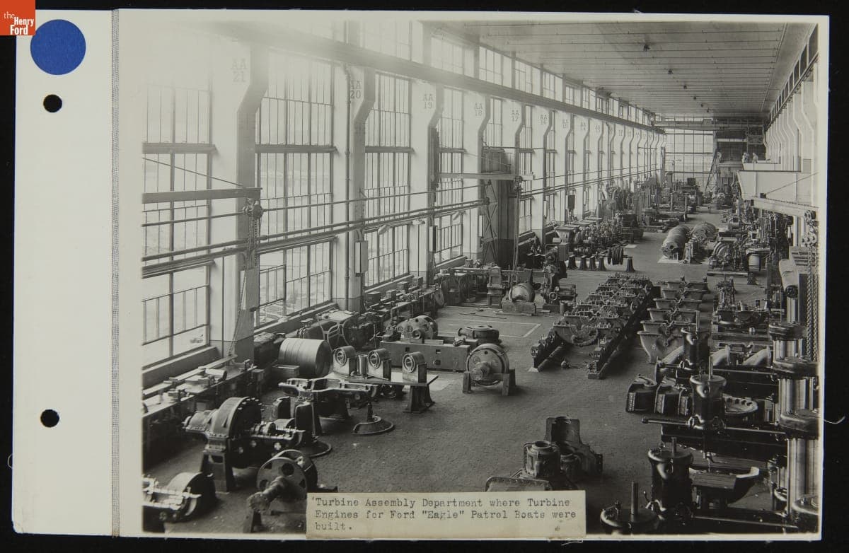 Eagle Boat Engines Being Built in the Turbine Assembly Department, Ford Highland Park Plant, 1918