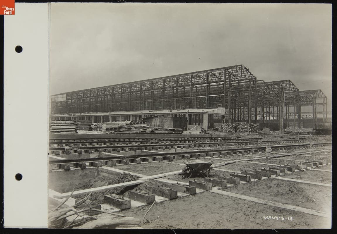 View of Ford Rouge Plant "B" Building Construction from Shipyard, May 1918