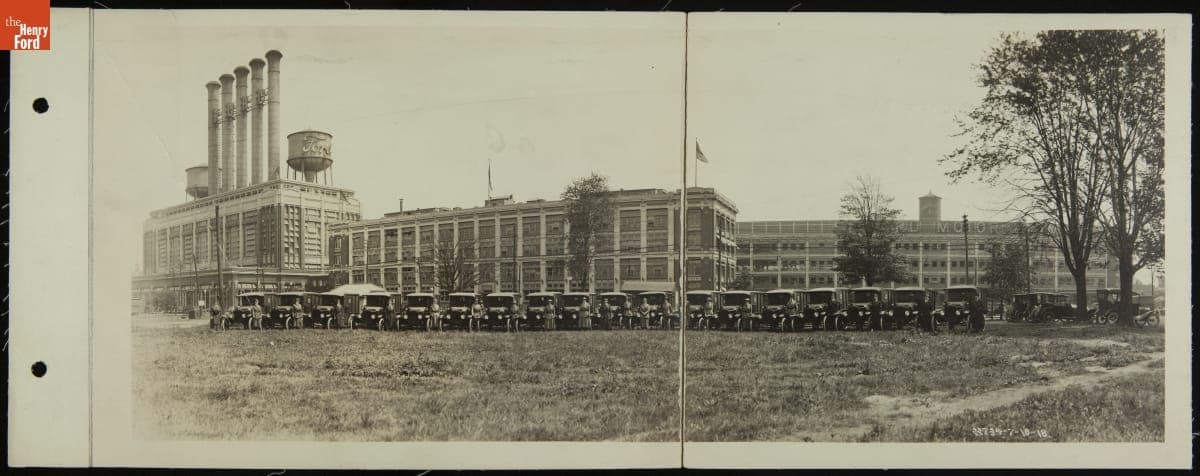 Red Cross Women Ambulance Drivers Outside Ford Motor Company Factory, July 1918
