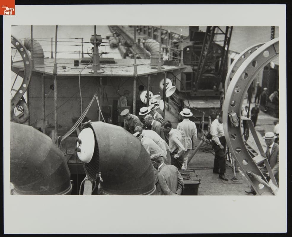 Henry Ford and Naval Inspectors aboard Eagle Boat, 1918