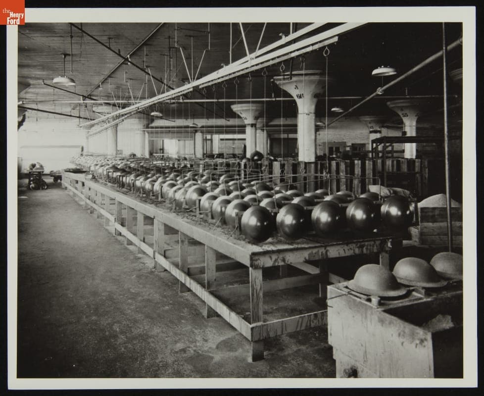 Drying Helmets after Painting, Ford Motor Company Philadelphia Plant, 1917-1918