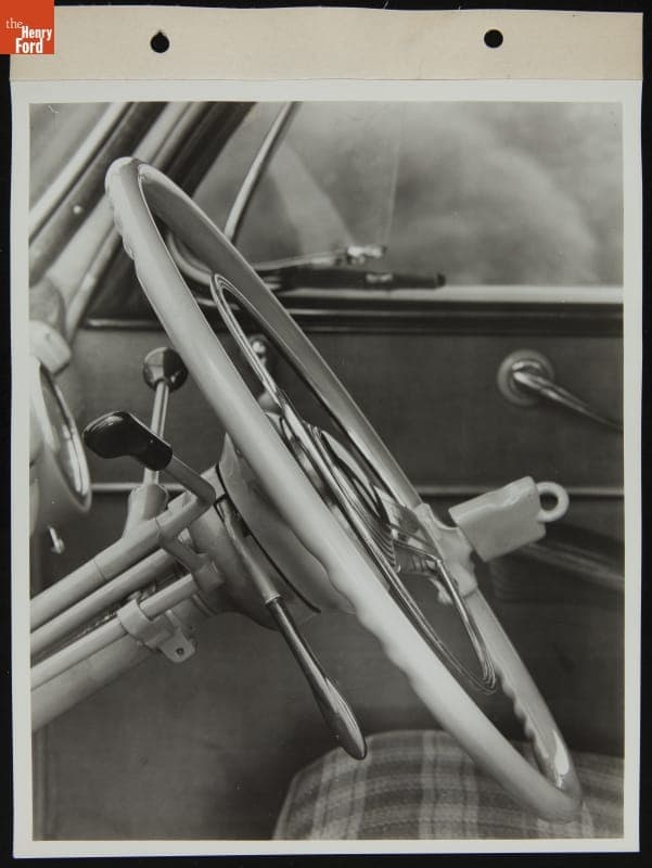 Steering Wheel Attachments on Mercury Car for Handicapped Drivers, July 1945