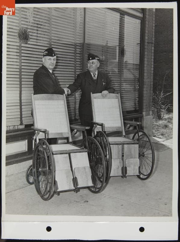 American Legion Employees with Wheelchairs Purchased for Percy Jones Veterans Hospital with Muster Out Pay, March 1944