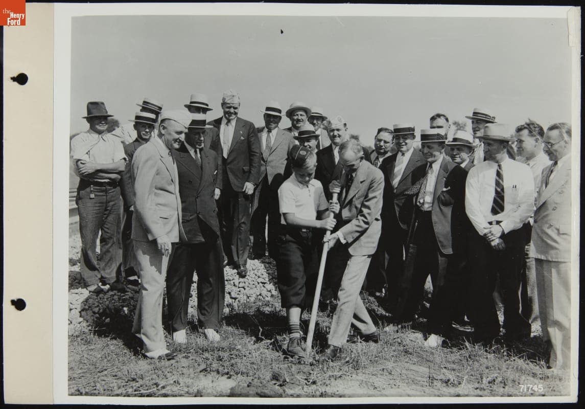 Henry Ford and Donald Addy Break Ground for Veterans Hospital, Allen Park, Michigan, July 27, 1937
