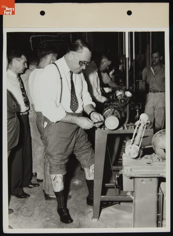 World War I Veterans Demonstrate Use of Their Artificial Limbs to World War II Veterans at Camp Legion, July 1944