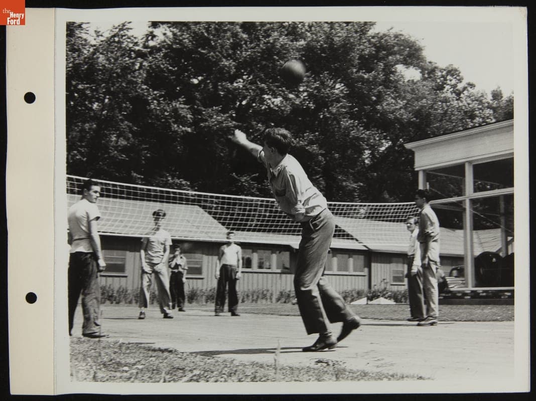 Disabled Veteran Playing Volleyball at Camp Legion Vocational School, August 1944