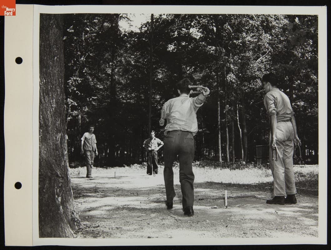 Disabled Veterans Playing Horseshoes at Camp Legion Vocational School, August 1944