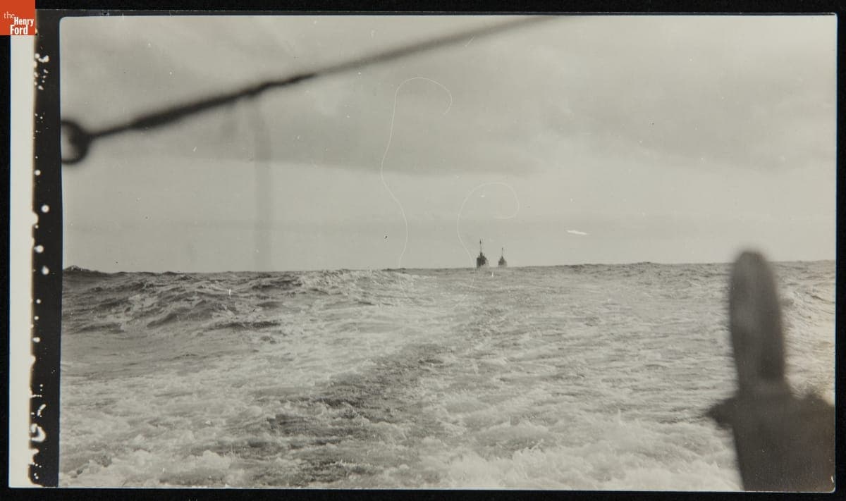USS Eagles 1 and 2 from the Stern of Eagle 3 on the English Channel, Bound for Arkhangelsk, May 1919