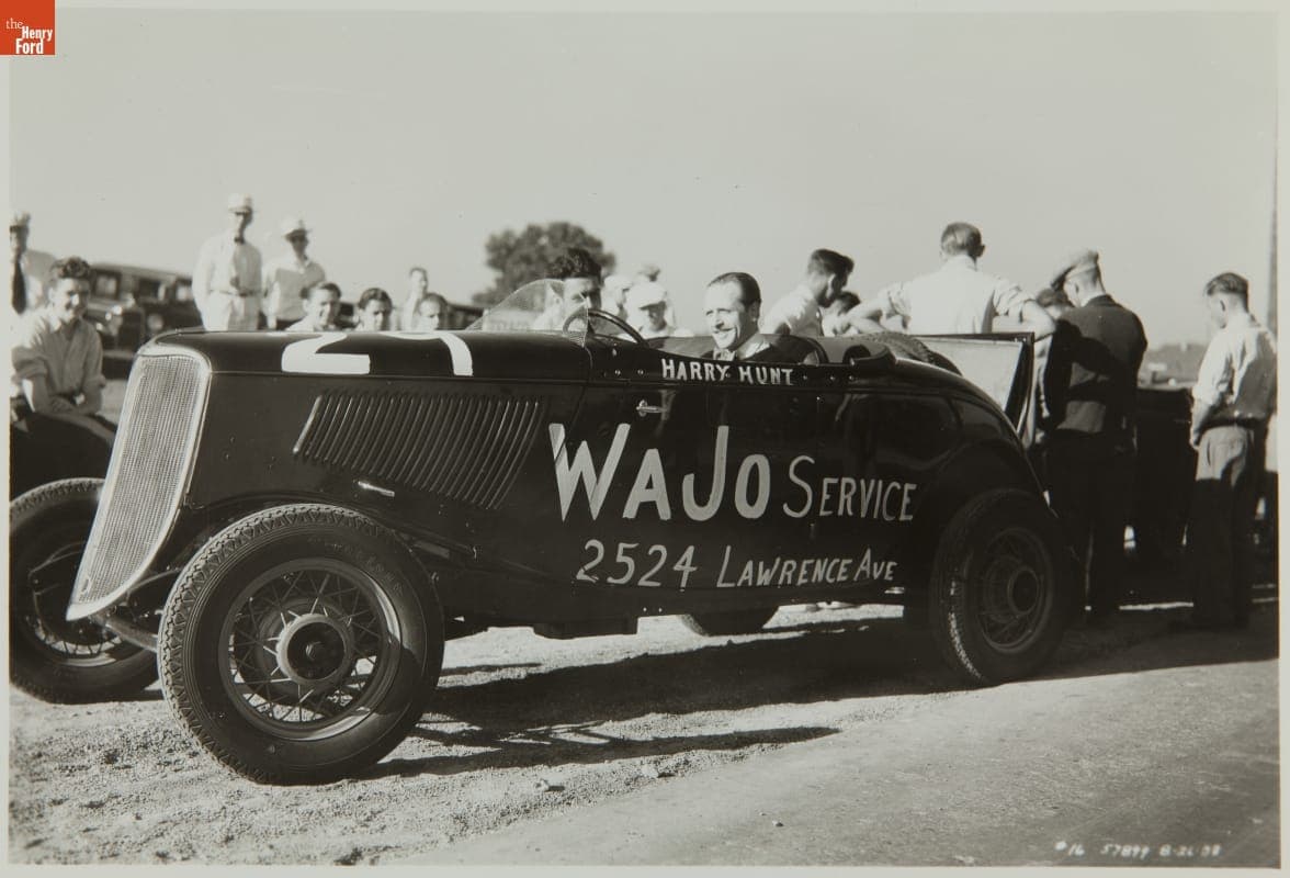 Harry Hunt Driving for WaJo Service, Elgin National Auto Race Stock Cars, August 1933