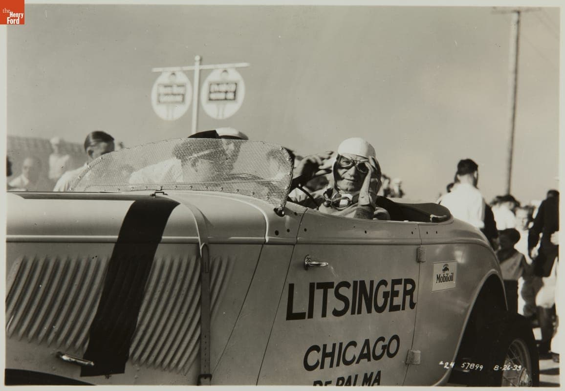 Driver for Litsinger, Chicago, Elgin National Auto Race Stock Cars, August 1933