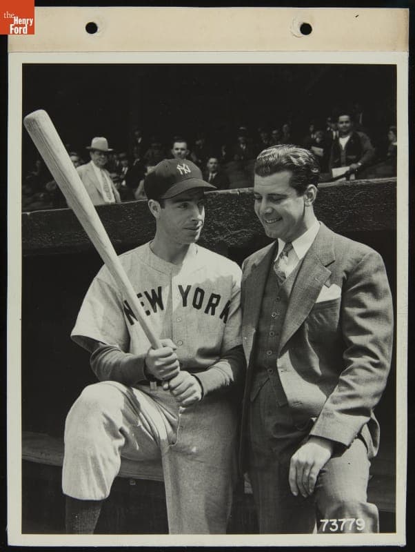 Joe DiMaggio with Ford Summer Sunday Evening Hour Host James Newill, May 1940