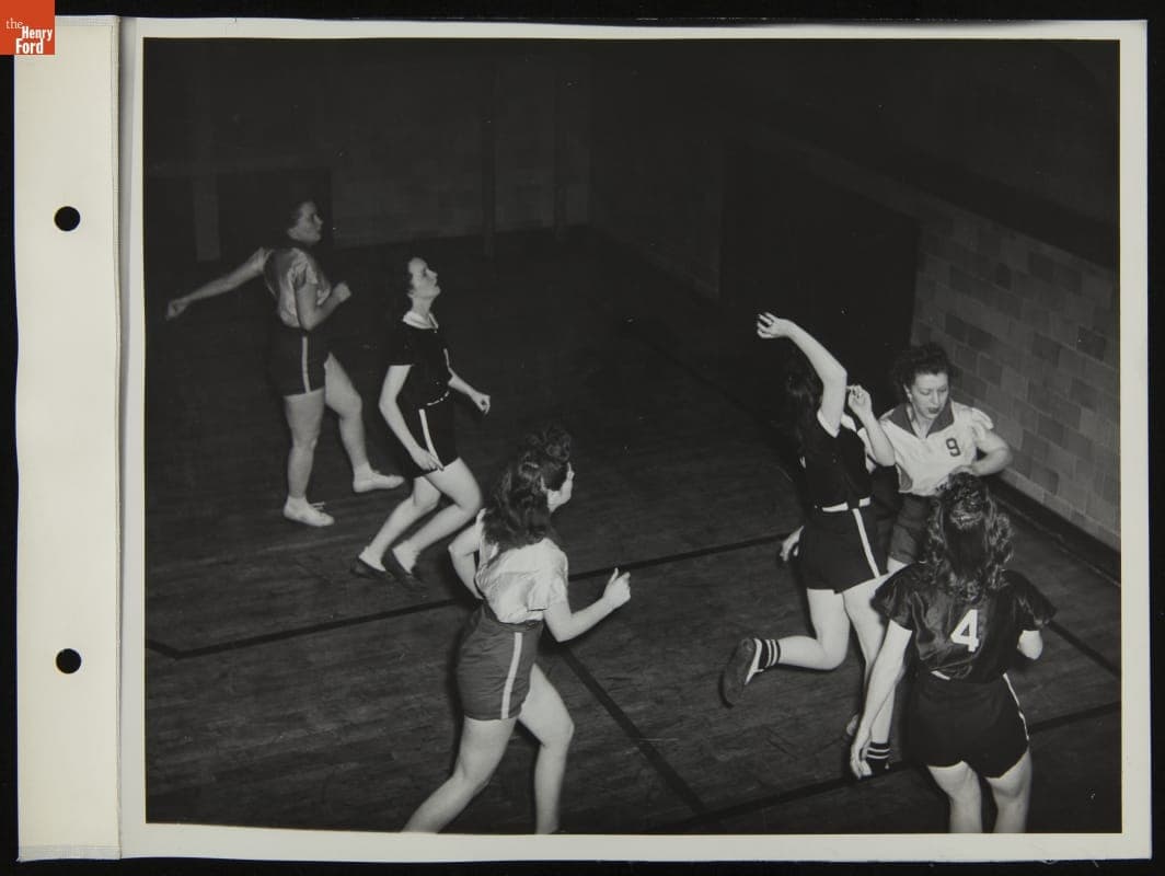 Ford Women's Basketball Teams Playing at Lowery School, Dearborn, Michigan, February 1944