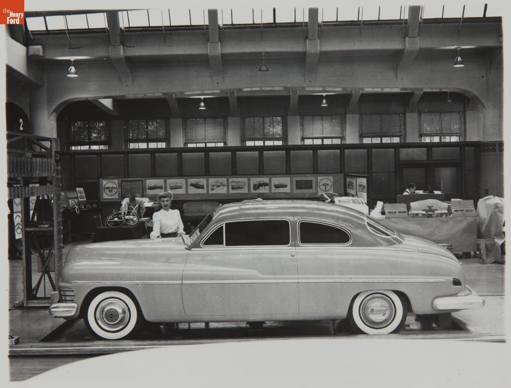Leota Carroll with Mercury Clay Model in Design Studio, May 1945