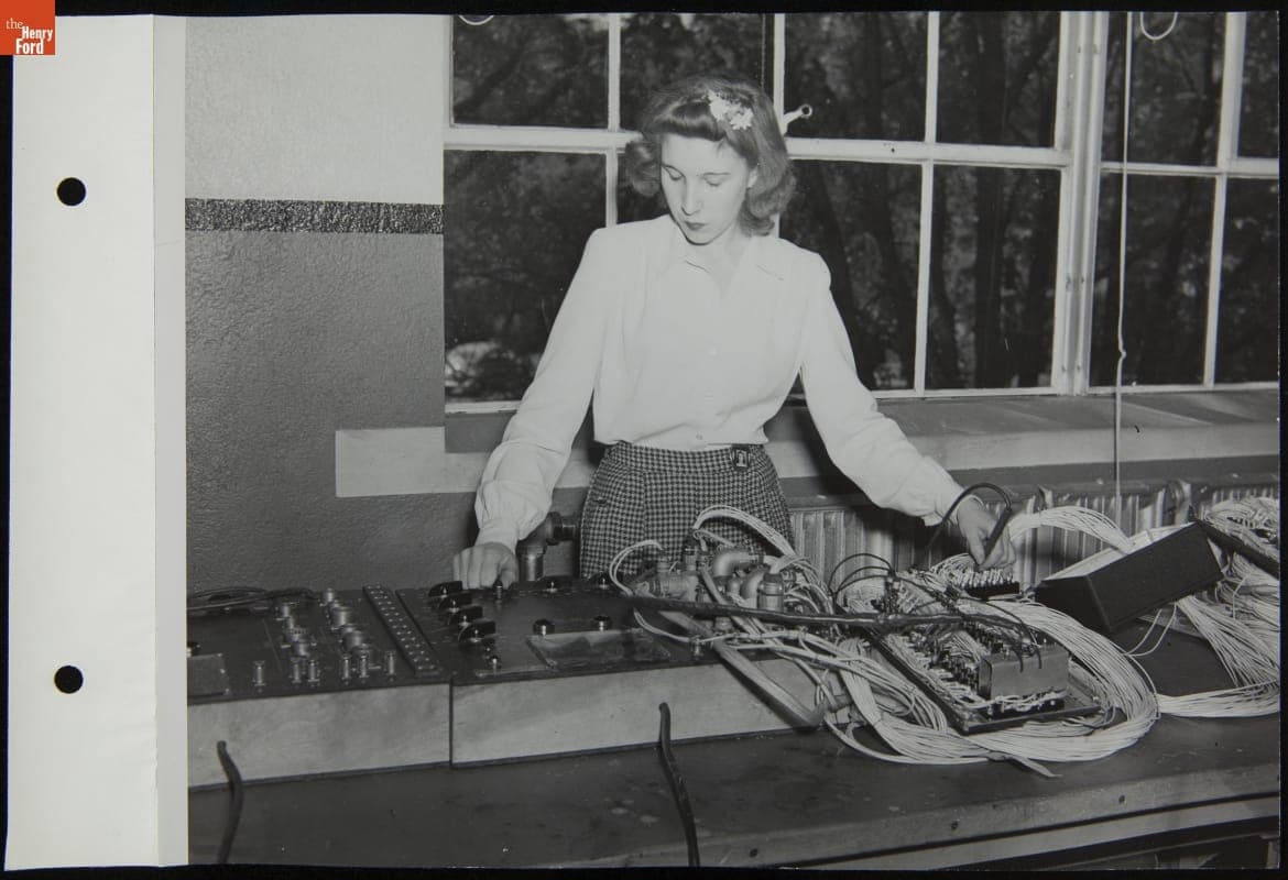 Women Making Electric Harnesses for B-24 Bombers at Phoenix Mills, September 1944