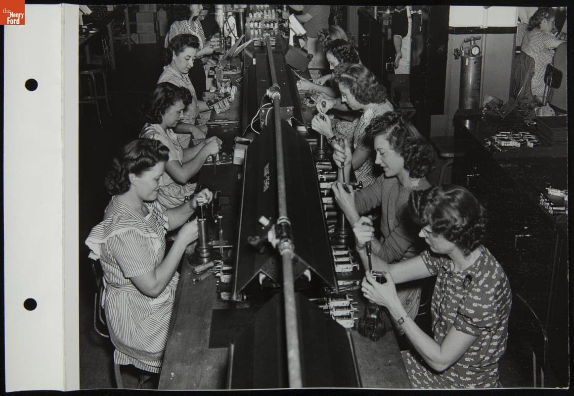 Women Making Electric Harnesses for B-24 Bombers at Phoenix Mills, October 1944