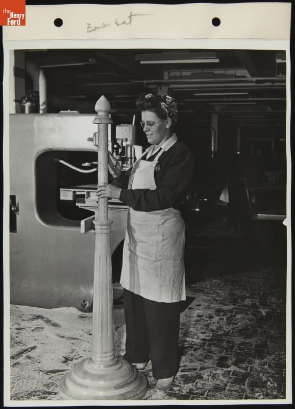 Edith Corpus in the Cabinet Shop at Willow Run Bomber Plant, April 1943