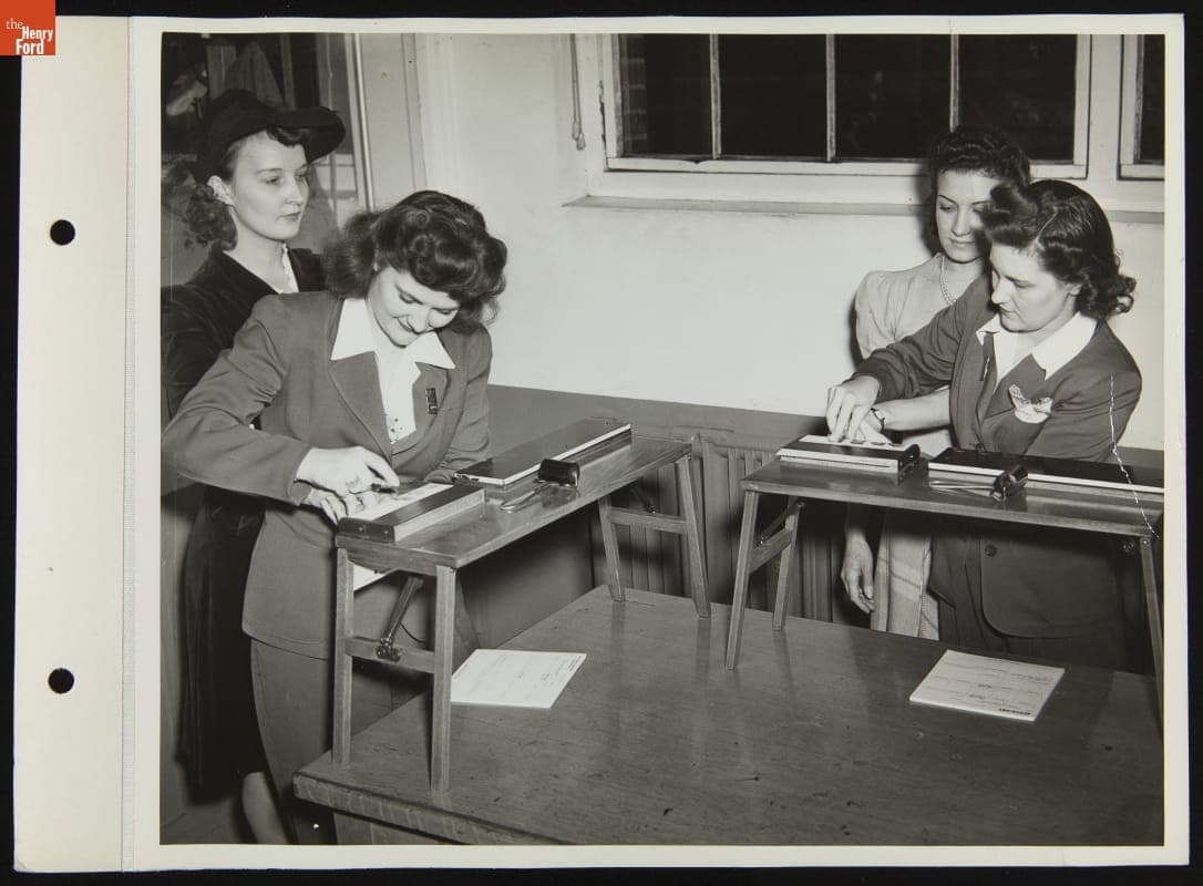 Women Employees Taking Fingerprints, Ford Rouge Plant Employment Building, November 1942