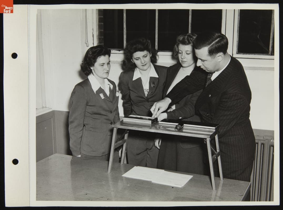 Women Employees Learning Fingerprinting Procedure, Ford Rouge Plant Employment Building, November 1942