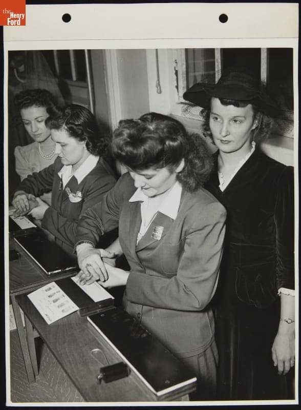 Women Employees Taking Fingerprints, Rouge Plant Employment Building, November 1942