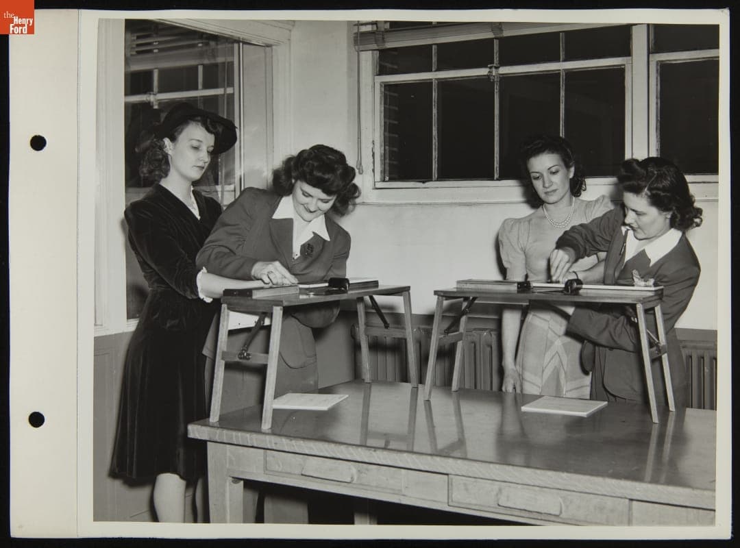 Women Employees Taking Fingerprints, Rouge Plant Employment Building, November 1942
