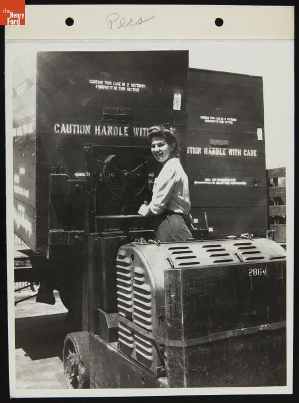 Ruth Tap, First Woman to Operate Hilton Truck, Ford Rouge Plant Aircraft Engine Building, July 1943